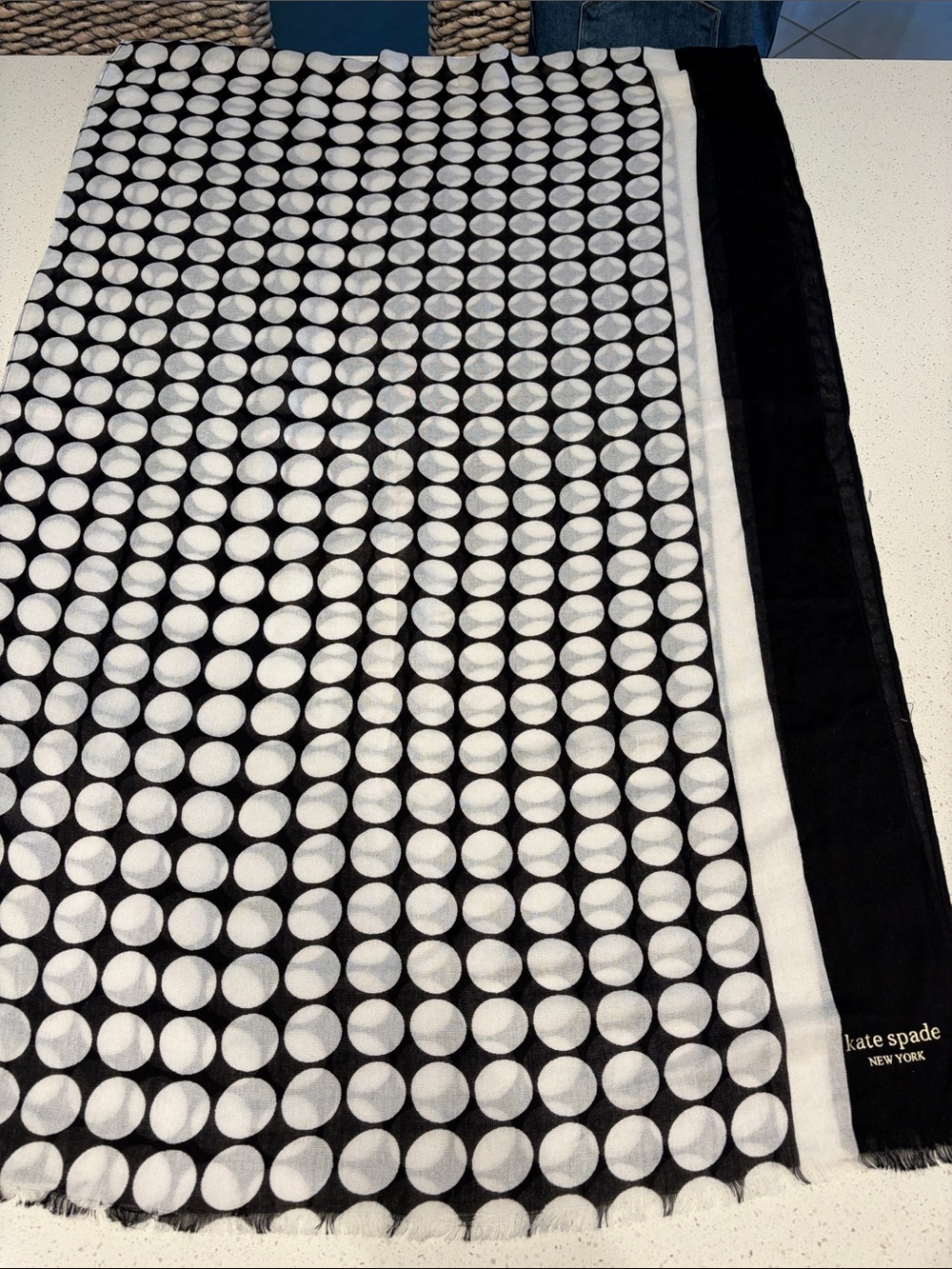 kate spade Black and White Large Polka Dot Scarf